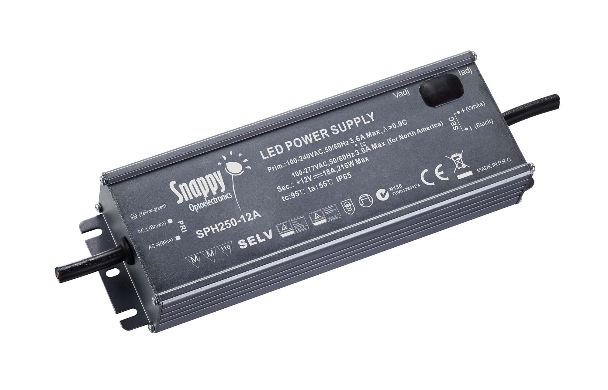 SPH250-12A  250W CV & CC Non-Dimmable LED Driver 12VDC IP65